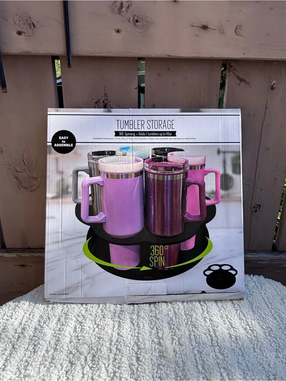 Rotating 360° Tumbler Organizer Carousel - Pink & Gray